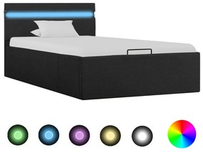 sötétszürke LED-es szövetágy hidraulikus tárolóval 100 x 200 cm
