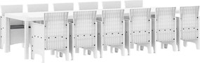 vidaXL Kert étkező szett 13 pcs Fehér Polt rattan