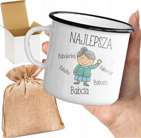 Bögre_emalin Nyomott Mintával Legjobb Nagymama Ajándék