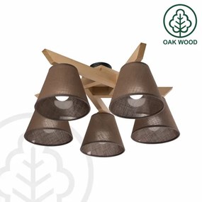 Brilagi - LED  Felületre szerelhető csillár  ANTHONY 5xE14/40W/230V tölgy/barna