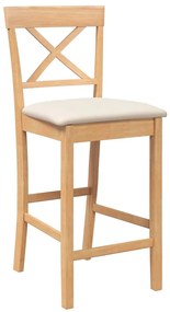 2 db természetes tömörfa gumiból bárszékek párnákkal