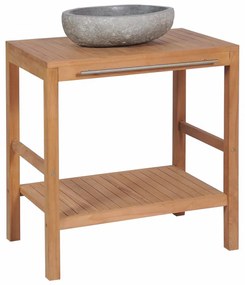 Tömör tíkfa fürdőszobai pipereszekrény folyami kő mosdóval