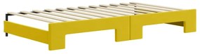 sárga kihúzható bársony heverő fiókkal 100 x 200 cm