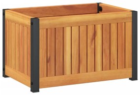 tömör akácfa és acél kerti virágtartó 45 x 30 x 27,5 cm