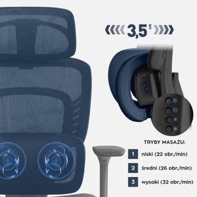 Premium Ergonomikus irodai szék, masszázs funkcióval fekete