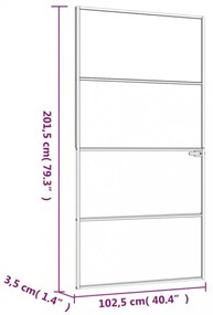 fekete edzett üveg és alumínium vékony beltéri ajtó 102x201,5cm