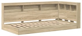 Könyvespolcos ágy Sonoma tölgy 75x190 cm szerelt fa