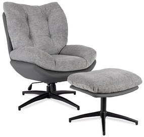 Forgó Relaxfotel Lábtartóval Szürke/Fekete Színben. FREMONT