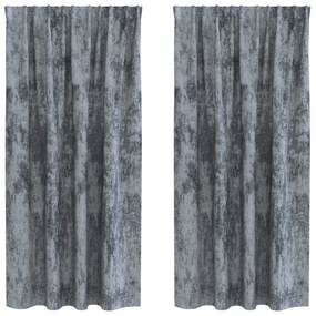 Velvet Függönyök 2 db Pálcával Ezüst szürke 175x140 cm