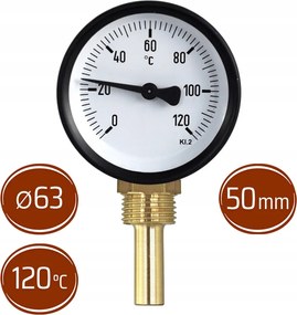 Radiális Körhőmérő függőleges 50 mm-es csonkkal TBR-63/120/R50 120°C