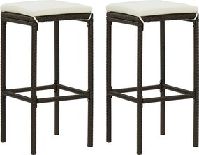 vidaXL 2 db barna polyrattan bárszék párnával