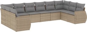 vidaXL 10 részes bézs polyrattan kerti ülőgarnitúra párnával