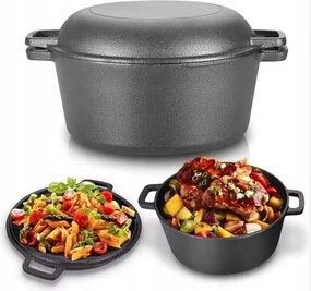 Öntöttvas Fazék 26 CM 2IN1 Kerek 4.5L Indukciós Gáz Krisberg