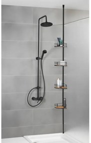 WENKO 24756100-Sarokpolc DOLCEDO 31x20 cm rozsdamentes acél/fekete/barna