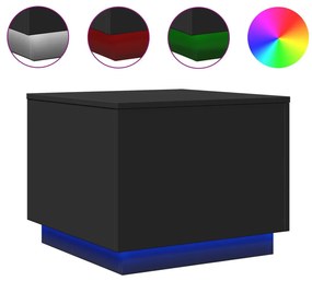 Fekete dohányzóasztal LED-lámpákkal 50 x 50 x 40 cm