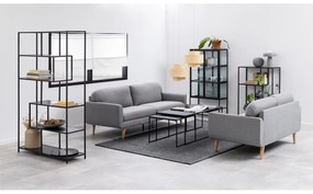 Matt fekete dohányzóasztal szett márvány dekoros asztallappal, 3 db-os 60x120 cm Infinity – Actona