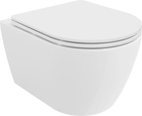 Mexen Carmen Rimless WC csésze lassan záródó slim üléssel, duroplast, fényes fehér - 30880300