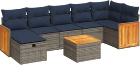 vidaXL 8 részes szürke polyrattan kerti ülőgarnitúra párnákkal