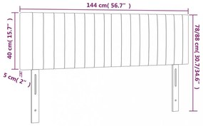 fekete bársony LED-es fejtámla 144x5x78/88 cm