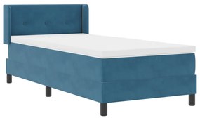 Boxspring Ágy Matracal Sötét Kék 90x190 cm Bársony