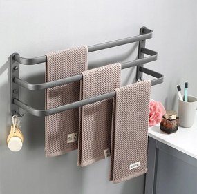 Törölközőtartó szürke Fürdőszoba 60CM 3 karos