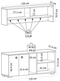 Előszoba bútor Vabite 1 (fehér + zafír tölgy) . 1093909
