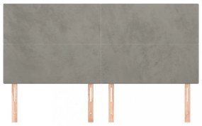 4 db világosszürke bársony fejtámla 100x5x78/88 cm