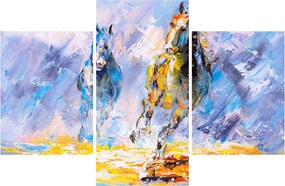 Futó lovak képe, olajfestmény (90x60 cm)