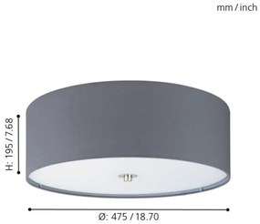 Eglo 94921 - Mennyezeti lámpa PASTERI 3xE27/25W/230V