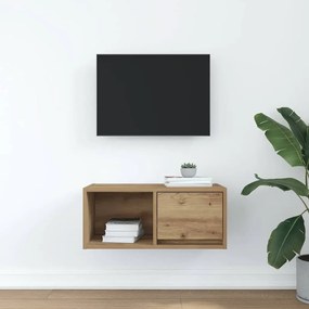 kézműves tölgy színű szerelt fa TV-szekrény 60x31x25,5 cm