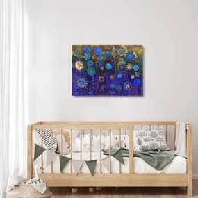 Sötétkék virágok képe (üvegen) (70x50 cm)