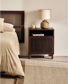 Sötétbarna éjjeliszekrény diófa dekorral Beyla – Kave Home