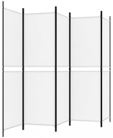 fehér 5 paneles paraván 250x180 cm szövet