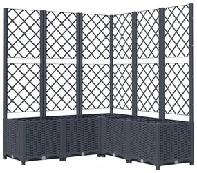 sötétszürke PP rácsos kerti ültetőláda 120 x 120 x 136 cm