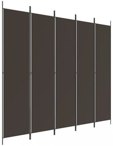 5 paneles barna szövet paraván 250 x 220 cm