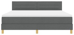 Boxspring ágy matraccal és LED világítással, sötétszürke, 180x200 cm, Szövet