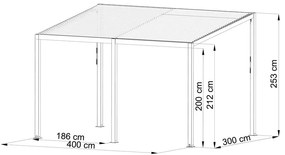 Félnyeregtetős bioklimatikus pergola lamelákkal 3 x 4 M