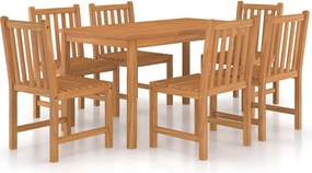 vidaXL 7 részes tömör tíkfa kerti étkezőgarnitúra 140 x 80 cm