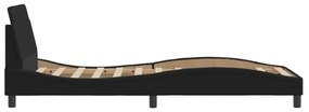 fekete szövet ágykeret fejtámlával matrac nélkül 90x190 cm