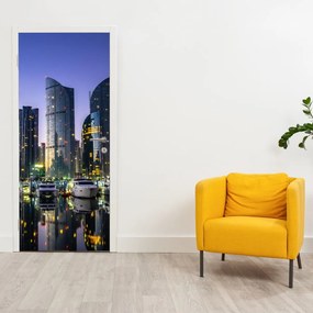 Fotótapéta ajtóra - Yachtok és felhőkarcolók (95x205cm)