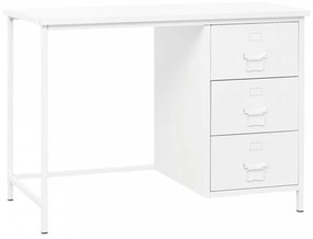 Fehér acél ipari stílusú íróasztal fiókokkal 105 x 52 x 75 cm