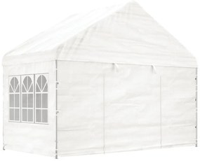 fehér polietilén pavilon tetővel 4,46 x 4,08 x 3,22 m