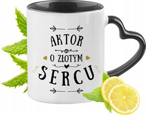 Fekete bögre szív alakú füllel színésznek ajándékba