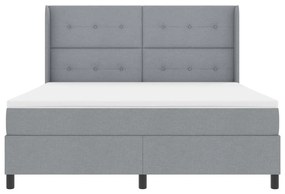 Boxspring Ágy Matraceval Világosszürke 180x200 cm Szövet