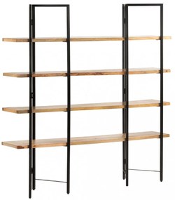 4 szintes tömör mangófa könyvespolc 160 x 35 x 160 cm
