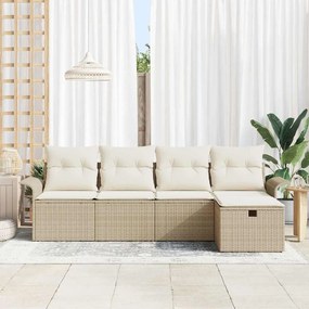 Kerti Kanapé Szett 5 pcs bézs és krémszínű 251 x 117 x 85 cm