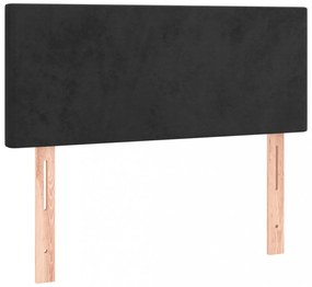 fekete bársony rugós és LED-es ágy matraccal 80 x 200 cm