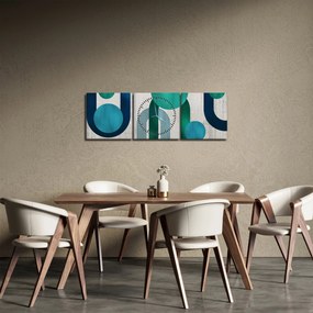 Kép - Vonalak és kör alakzatok (órával) (90x30 cm)