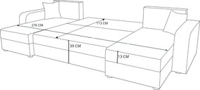 Ággyá alakítható U alakú kanapé VALERIO 305x140 cm, sötétzöld