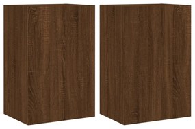 2 db barna tölgy szerelt fa fali TV-szekrény 40,5 x 30 x 60 cm